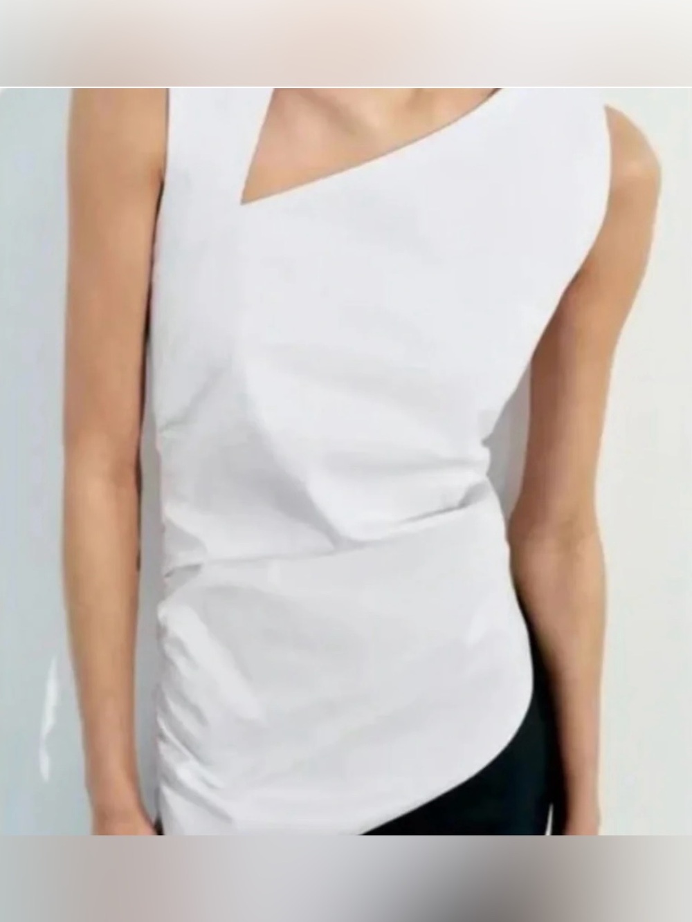 Zara NWT Asymmetrical White Sleeveless Top - Elegant Women's Shell